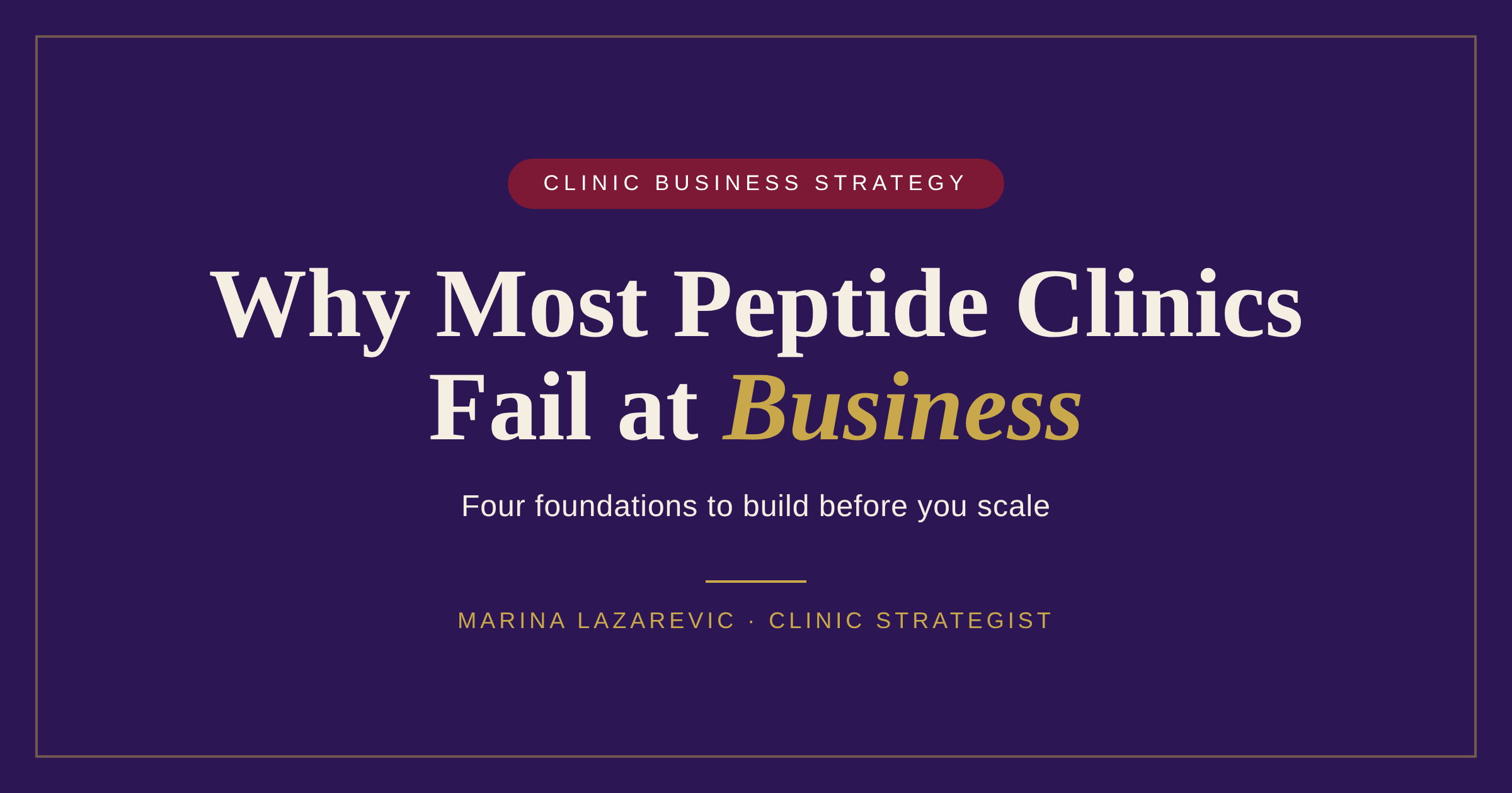 peptide clinic business Dubai Australia strategy